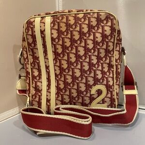 EUC Christian Dior Sz Med Burgundy Trotter VTG Monogram Crossbody Bag Purse!!